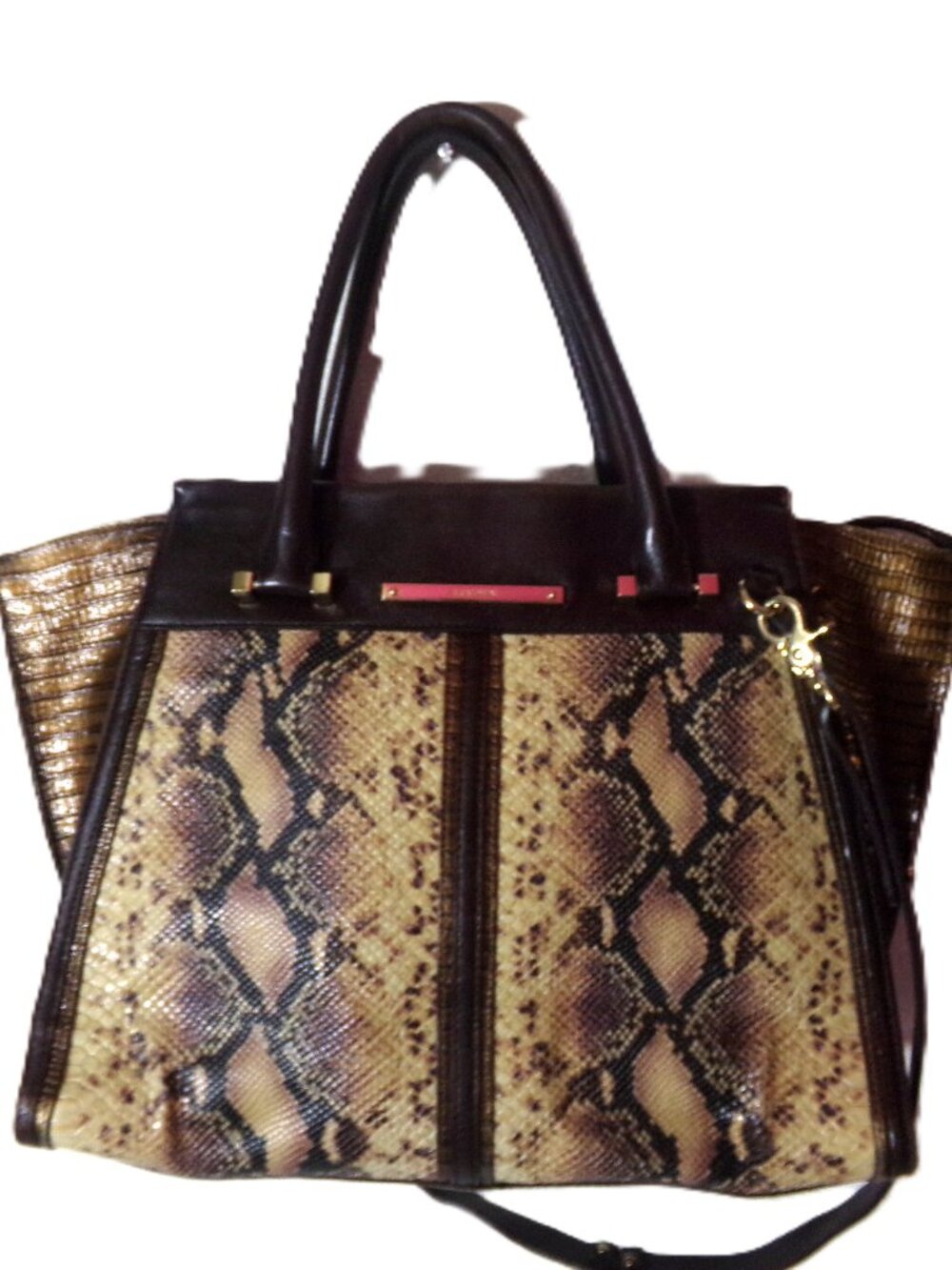Brahmin Medium Shoulder and cross body brown Snake print bag